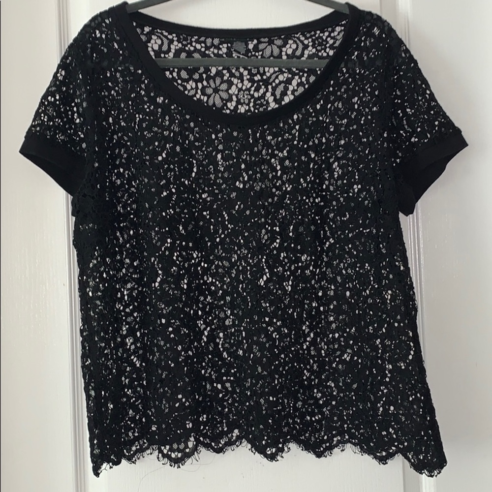Torrid black lace ringer. Sexy little black top